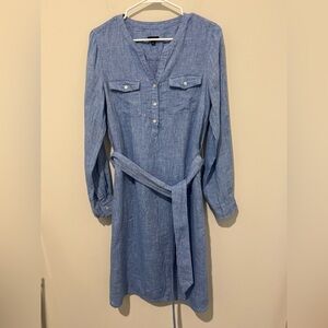 Talbots Light Blue Long Sleeve Dress with Belt